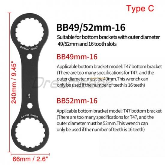 Bike Bottom Bracket Wrench for Shimano SRAM DUB BSA T47 Bicycle BB Repair Tool