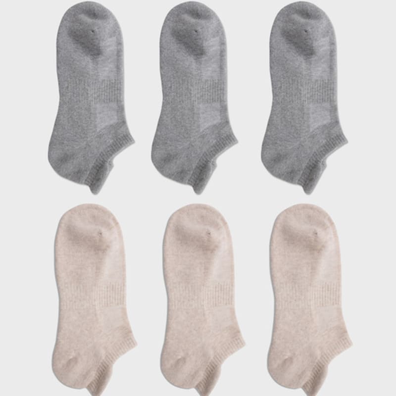SOCKS THE LANGUAGE Floor Cushion Ankle Socks (Gray + Beige) 6-Piece Set
