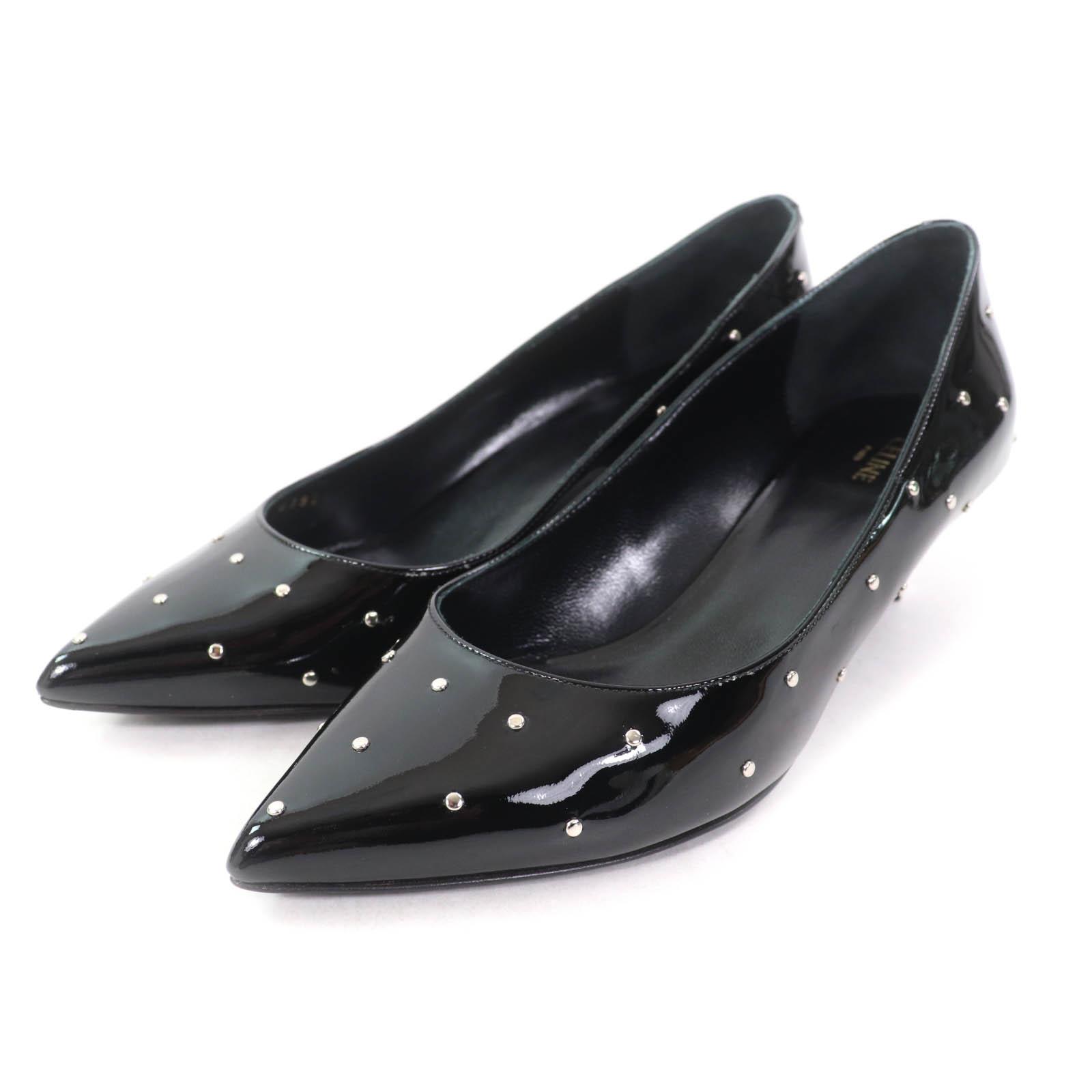 Excellent CELINE pumps Studded pointed toe patent leather black Patent leather Used
