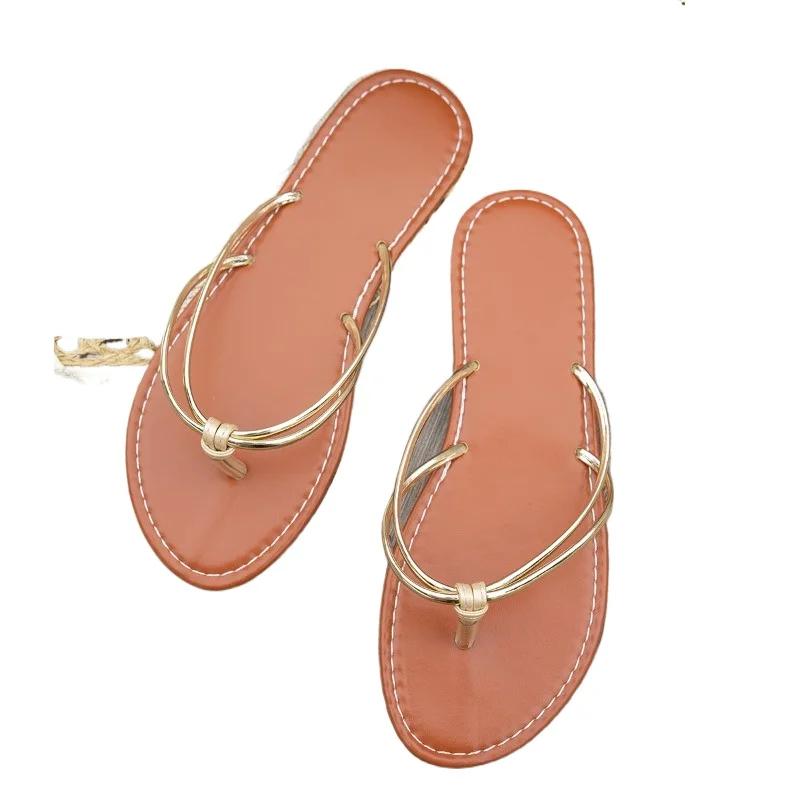 Fashion 2025 Summer Open Toe Women's Slippers Fashion Outdoor New Narrow Band Plus Size Soft Bottom Best Seller Flat Slippers Zapatos