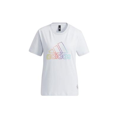 W Bos Tee Sporty Print Logo Crew Neck Short Sleeve T-Shirt Women Tops Light-Blue HA3634