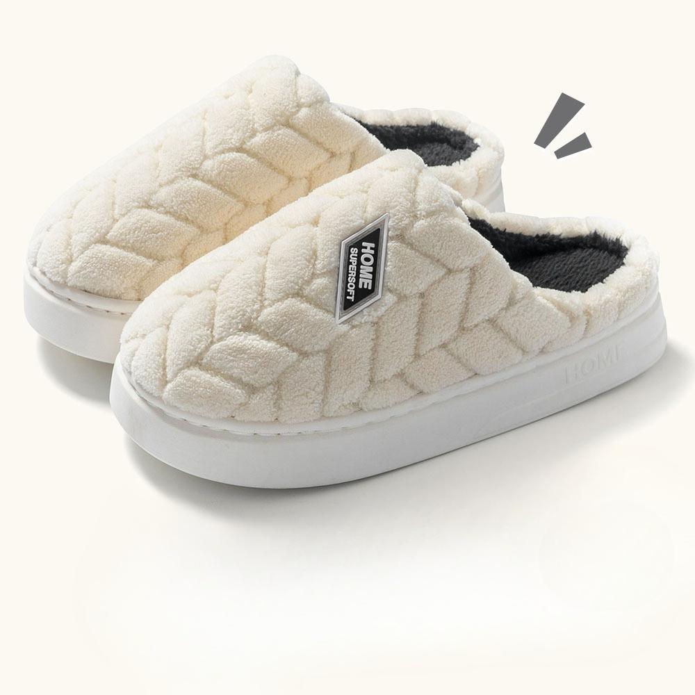 New Fleece Slippers, Women's Plush Home Anti-slip Thickened Warm Cotton Shoes