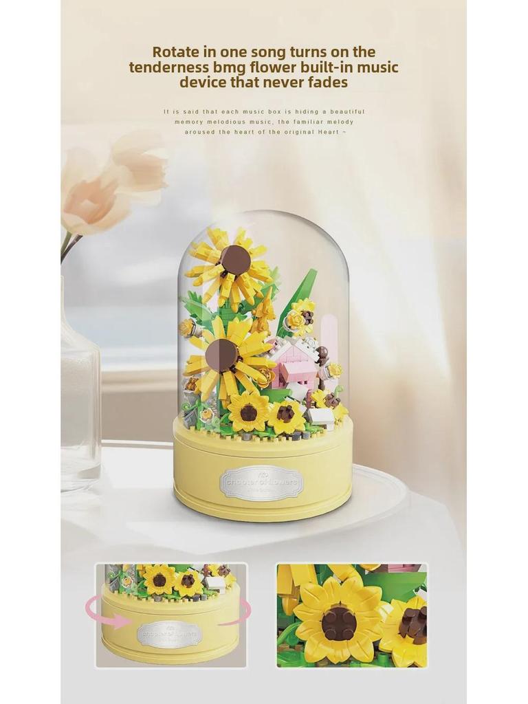 Eternal Rose Music Box Bouquet: Adult Assembled Valentine's Day Gift and Desktop Ornament