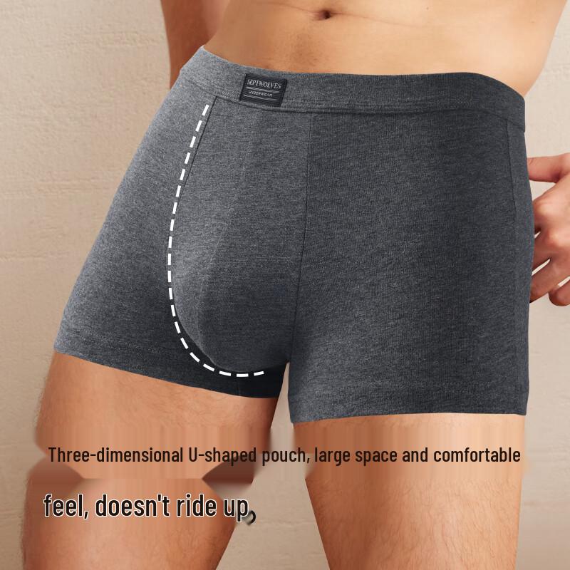 Qipilangg Men's Antibacterial Cotton-Spandex Boxer Briefs (3-Pack)