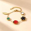 Fashion Luxury Ladybug Bracelet: Double-Sided Mother-of-Pearl with Five-Petal Design