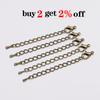 10/20pcs 50 70mm Tone Extension Tail Chain Lobster Clasps Connector For DIY Jewelry Making Findings Bracelet Necklace Supplies