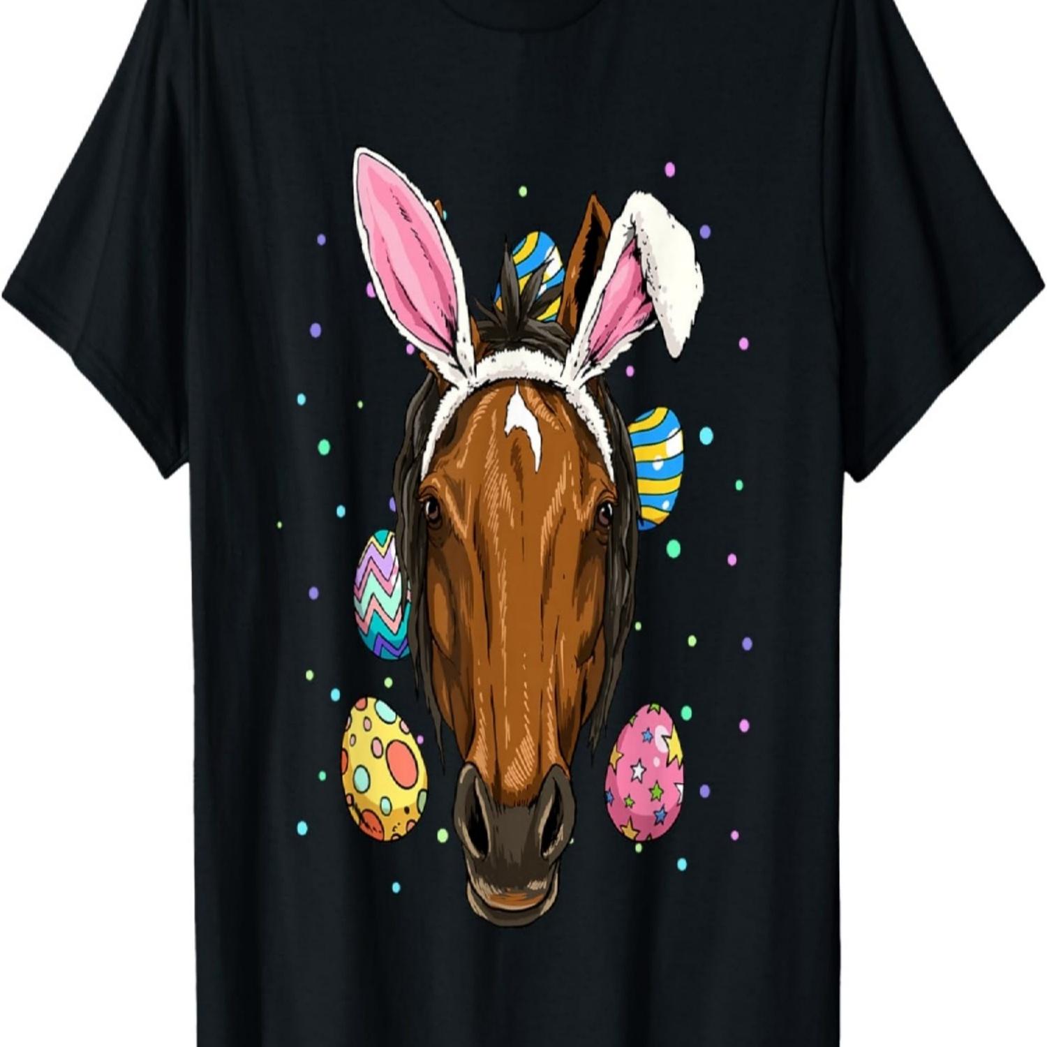 Easter Bunny Horse Funny Easter Horse Lover T-Shirt S чёрный