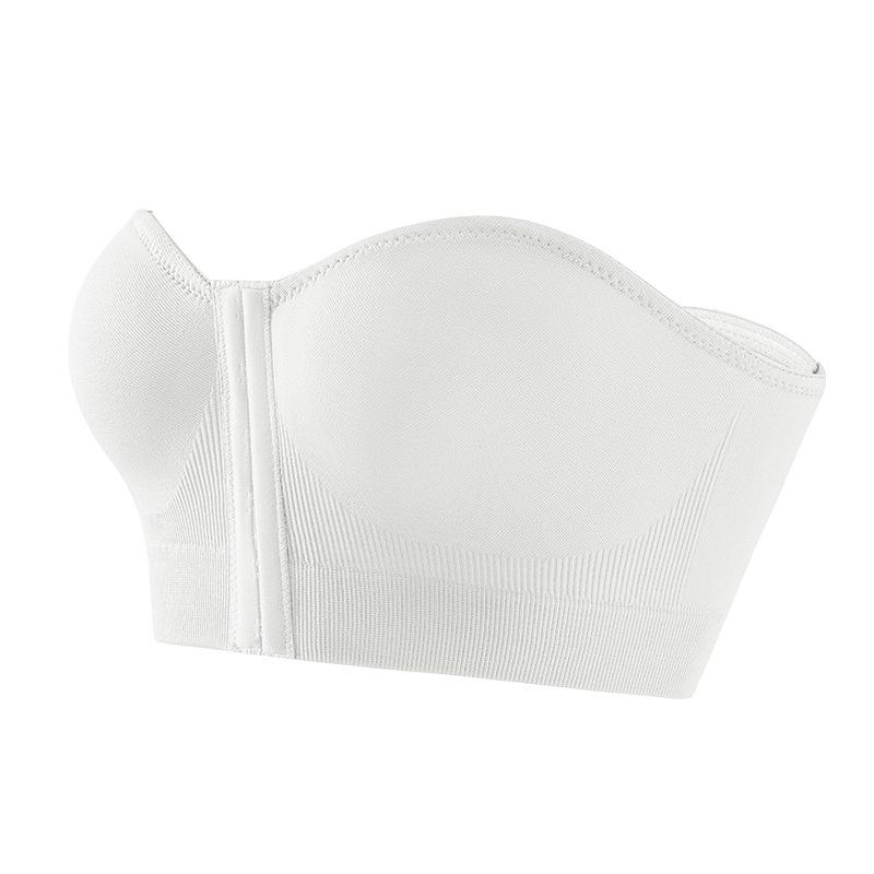 Plus Size European Front Closure Push-Up Bra Seamless Invisible Shoulder Straps Breathable Shock-Absorbing Comfortable Bandeau Bra Women's Underwear