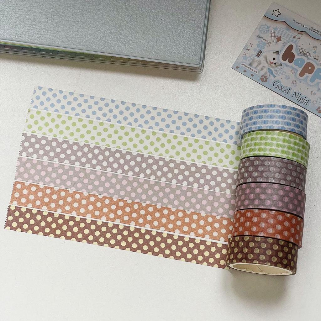 Polka Dot Washi Tape: Durable, hand-tearable tape perfect for DIY projects and organizing with colorful polka dot patterns and pull-strip designs.