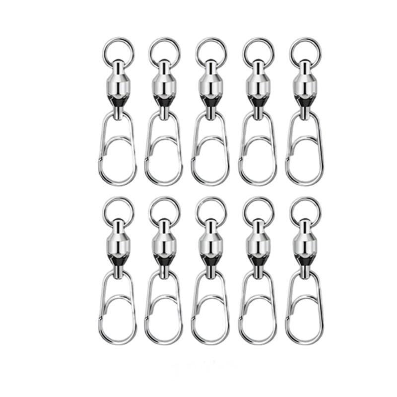 10Pcs Fast Speed Bearing Fishing Swivels Snap Connectors Stainless Steel Link Rings For Lure Tackle And Baiting