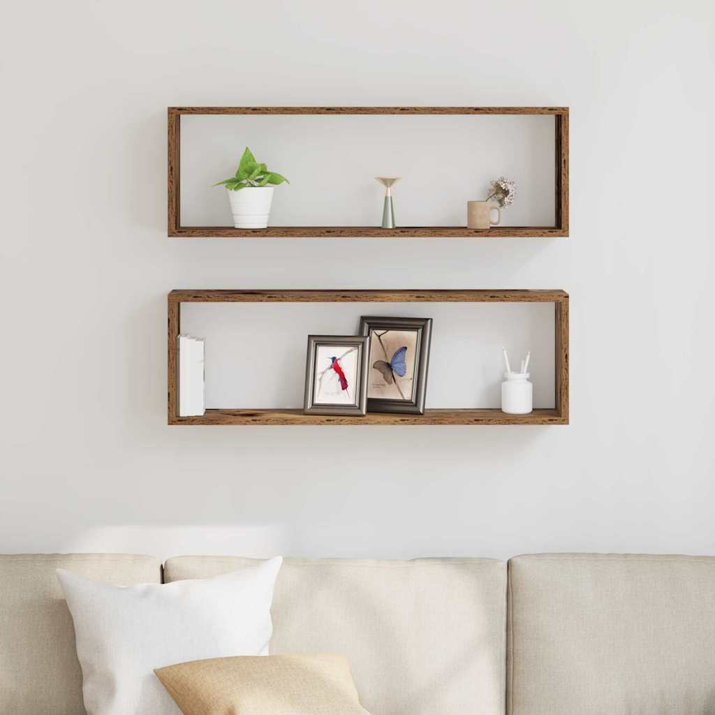 Wall Shelves 2 pcs Reclaimed Wood Look 80 x 15 x 26 cm Engineered Wood