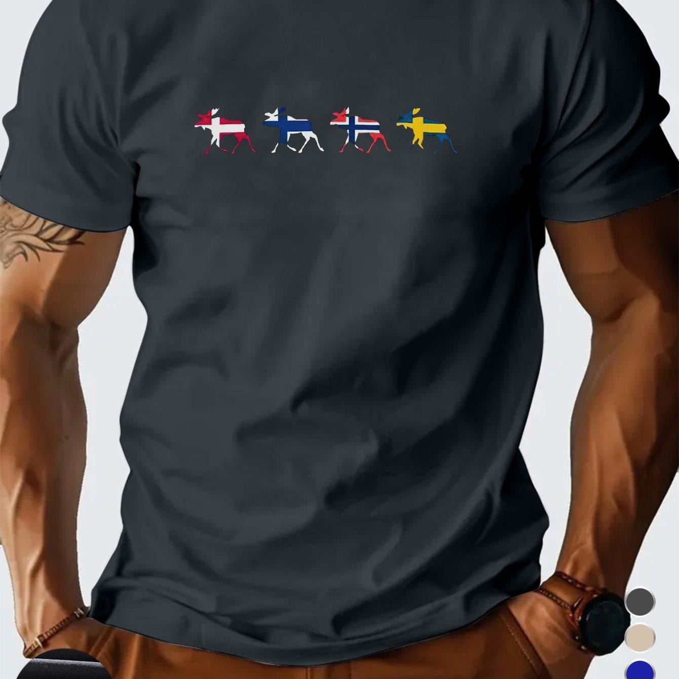 Skandinavien Dänemark Finnland Norwegen Und Schweden Herren Kurzarm-T-Shirts mit Aufdrucken Featuring M