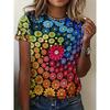 Summer Flower 3D Printing Fashion Street Trend T-Shirts Casual Loose Short Sleeve Round Neck Women's T-Shirts
