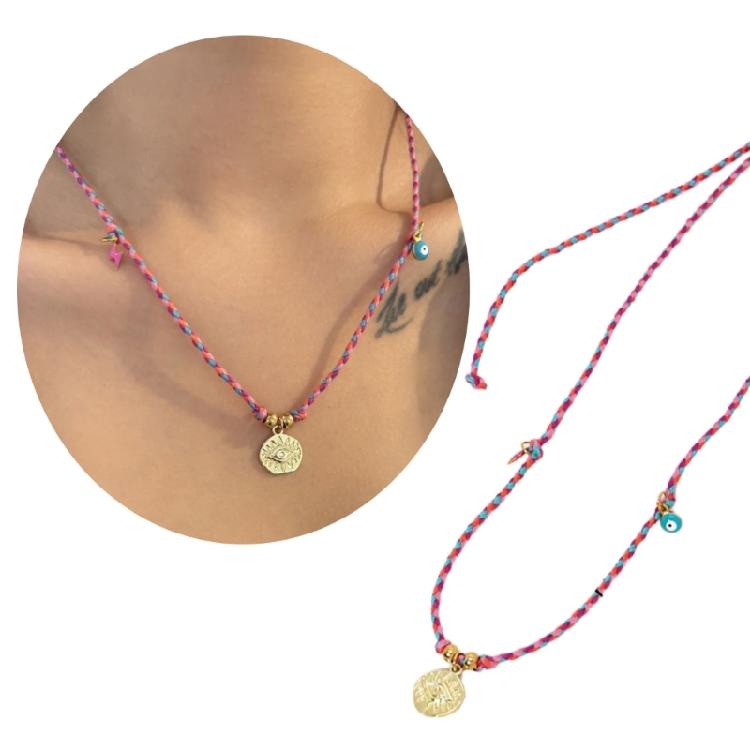 Modischer Schmuck Baumwollseil-Halskette Lebhafte Baumwollseil-Halskette mit Pepper Devil Eye-Anhänger für Zusammenkünfte