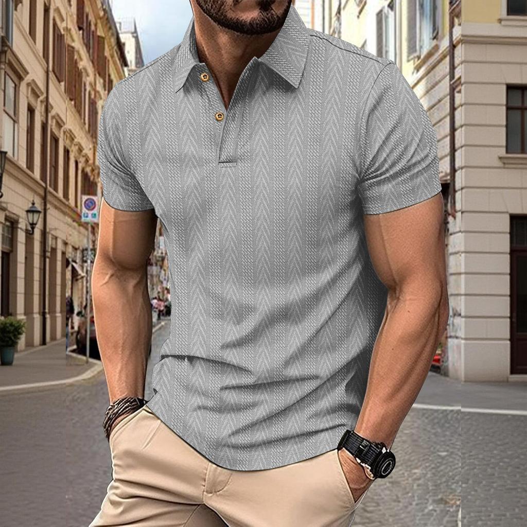 Herrskjorta med enkelknäppning och krage, kortärmad, avslappnad, sportig, kortärmad skjorta