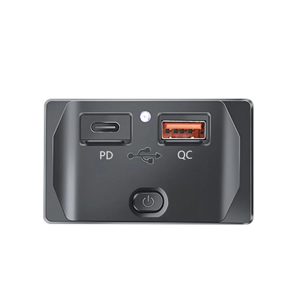 QC3.0 PD USB Outlet Dual USB Charger Socket Waterproof Car Charger Panel with Button Switch for Car Marine Boat RV Bus Truck