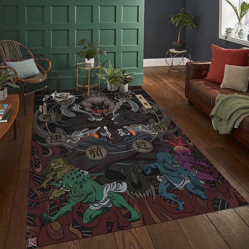 Japońska Kultura Dywany Tatuaże do Sypialni Puszyste Kwadratowe Dywany Podłogowe Salon Dekoracja Domu Dywany Miękka Aksamitna Mata Dywan Obszarowy