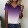 3d Printed Women's T-shirt Simple Gradient Color V-neck Tops Summer Retro Harajuku Ladies T-shirt Loose Clothing Polyester Tops
