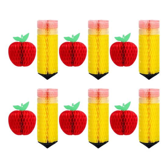 Yousheng Hanging Honeycomb Decoration with Lanyard Vibrant Color Easy To Install Pencil Hanging Ornament Back-to-School Party Decor