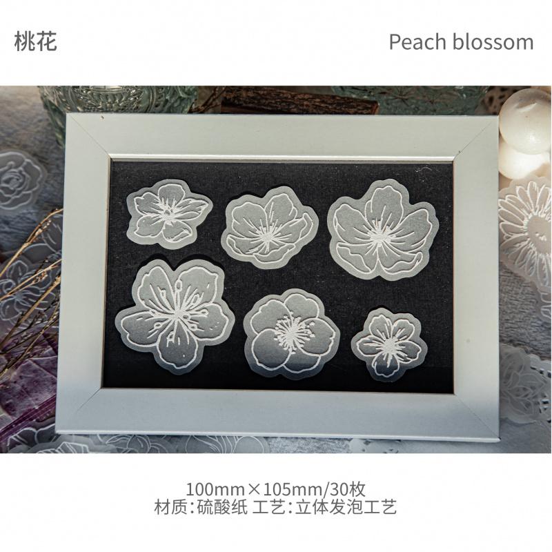 30 Blatt Weißes Transparentpapier Blumenaufkleber Transparente Botanische Muster Für Journal Scrapbook DIY Deko