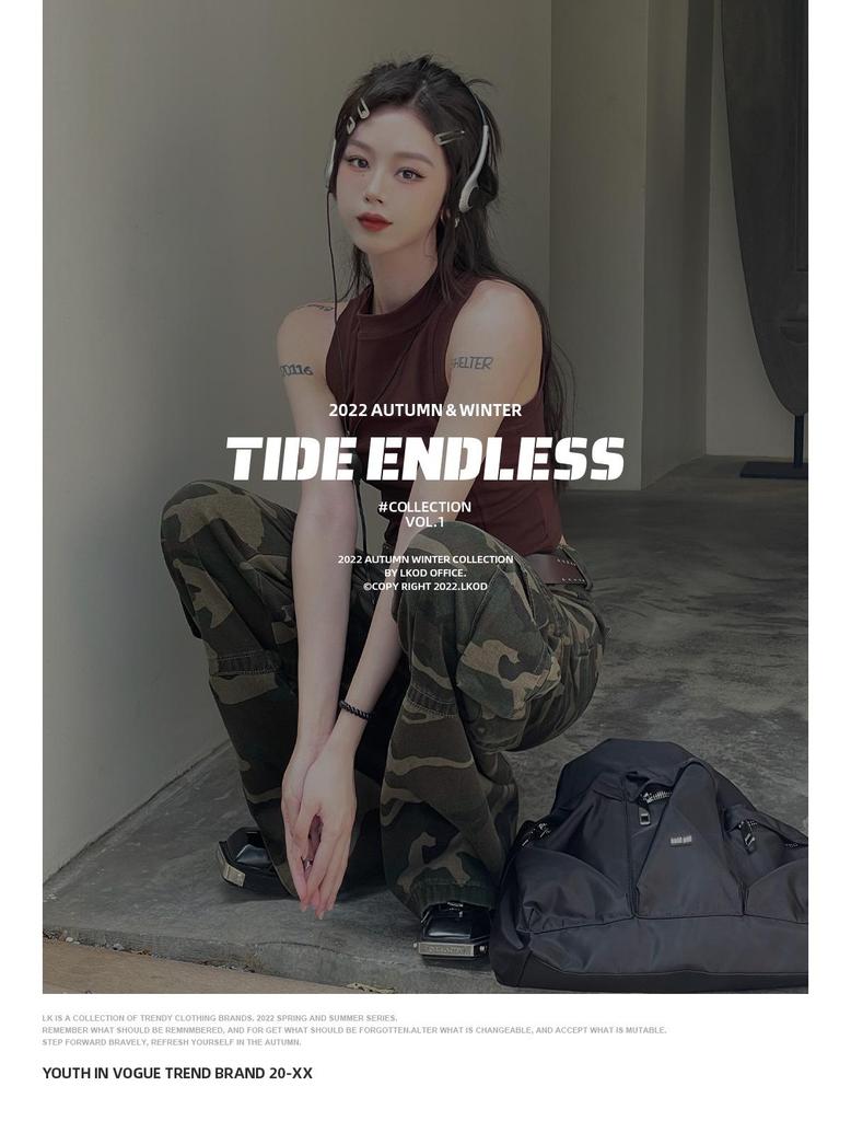 Unisex High-Waist Loose Fit Camouflage Hip-Hop Overalls