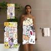 Kawaii kpop Animal Squad Beach Towel, Cute Cartoon Doodle Cats & Bunnies Quick-Dry Towel