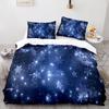 Snowflake Polyester Duvet Cover Set King Queen Twin Full Size Geometric Winter Inspirations Theme Cold Weather Season for Teens