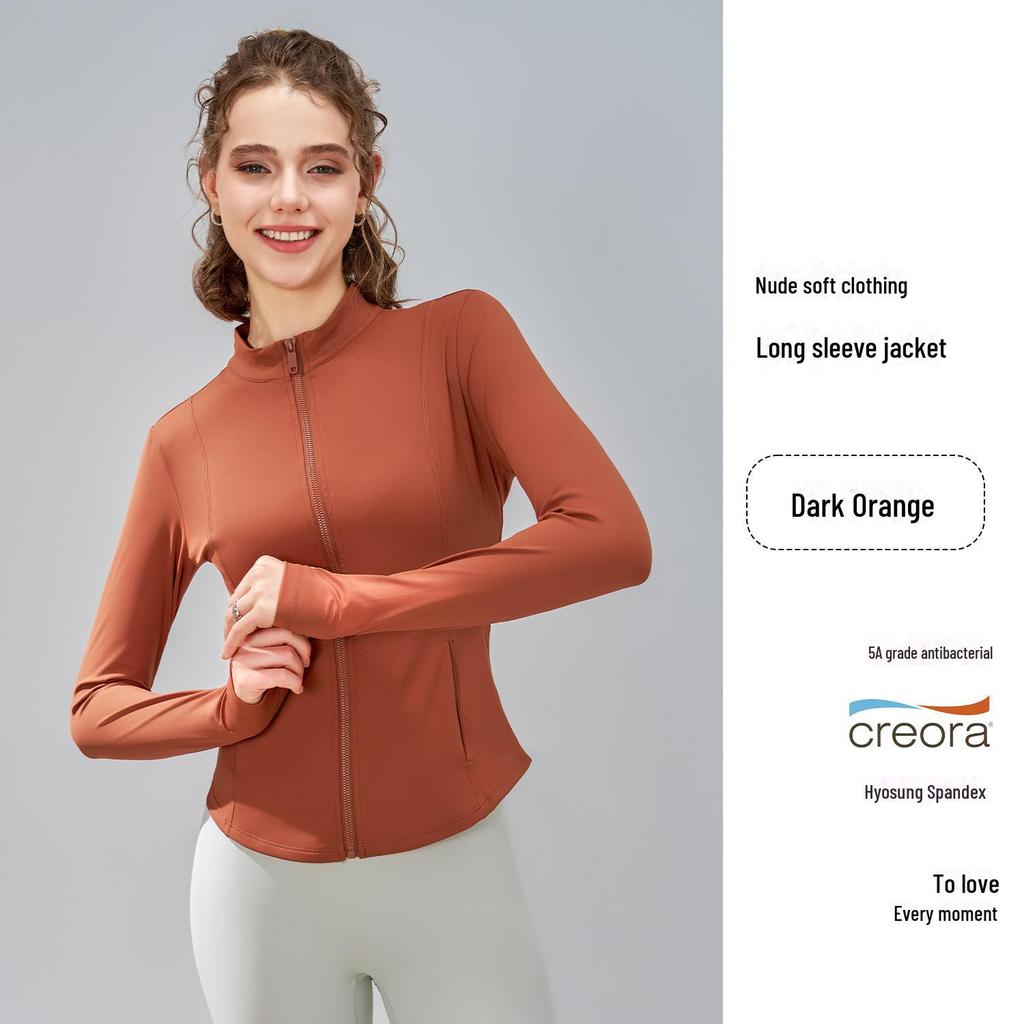 Women's Quick-Dry Slim Fit Sports Jacket – Stand-Up Collar, Zipper, Ideal for Autumn/Winter Outdoor Yoga and Fitness.