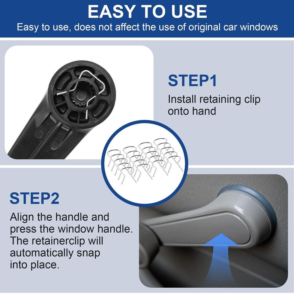 Car Window Handle Removal Tool with 20 Pieces 76980 Window Handle Crank Fixing Clips Multifunctional Window Crank Tool