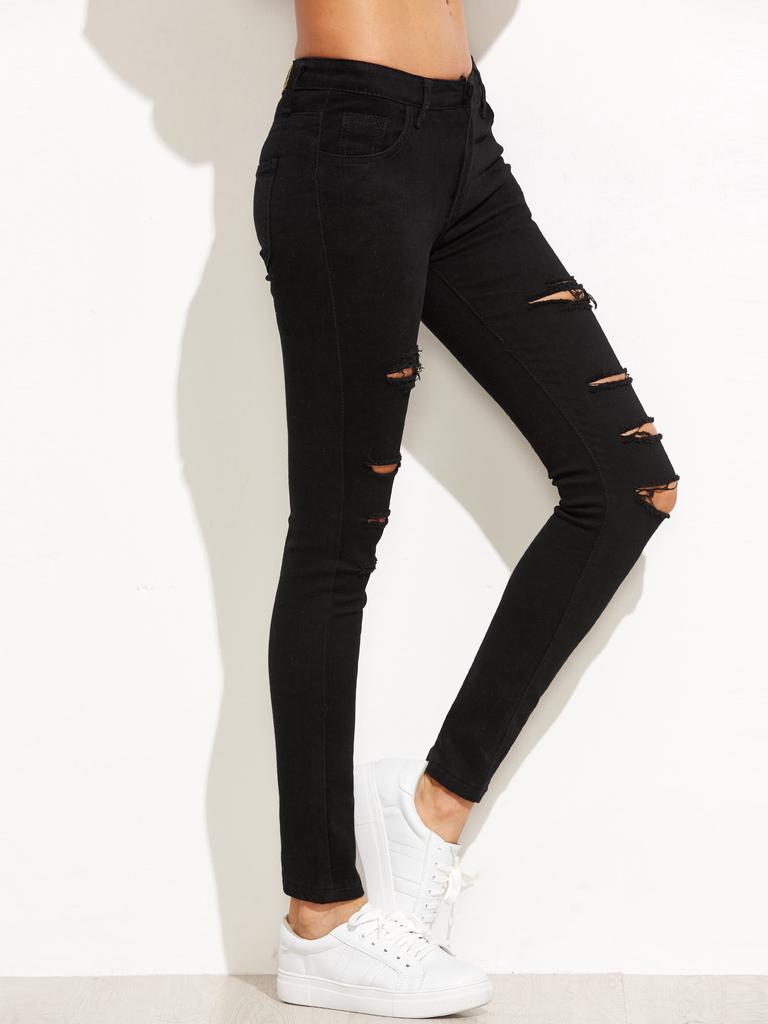 SHEIN Ripped Skinny Jeans acquista in modo economico — spedizione gratuita,  recensioni reali con foto — Joom