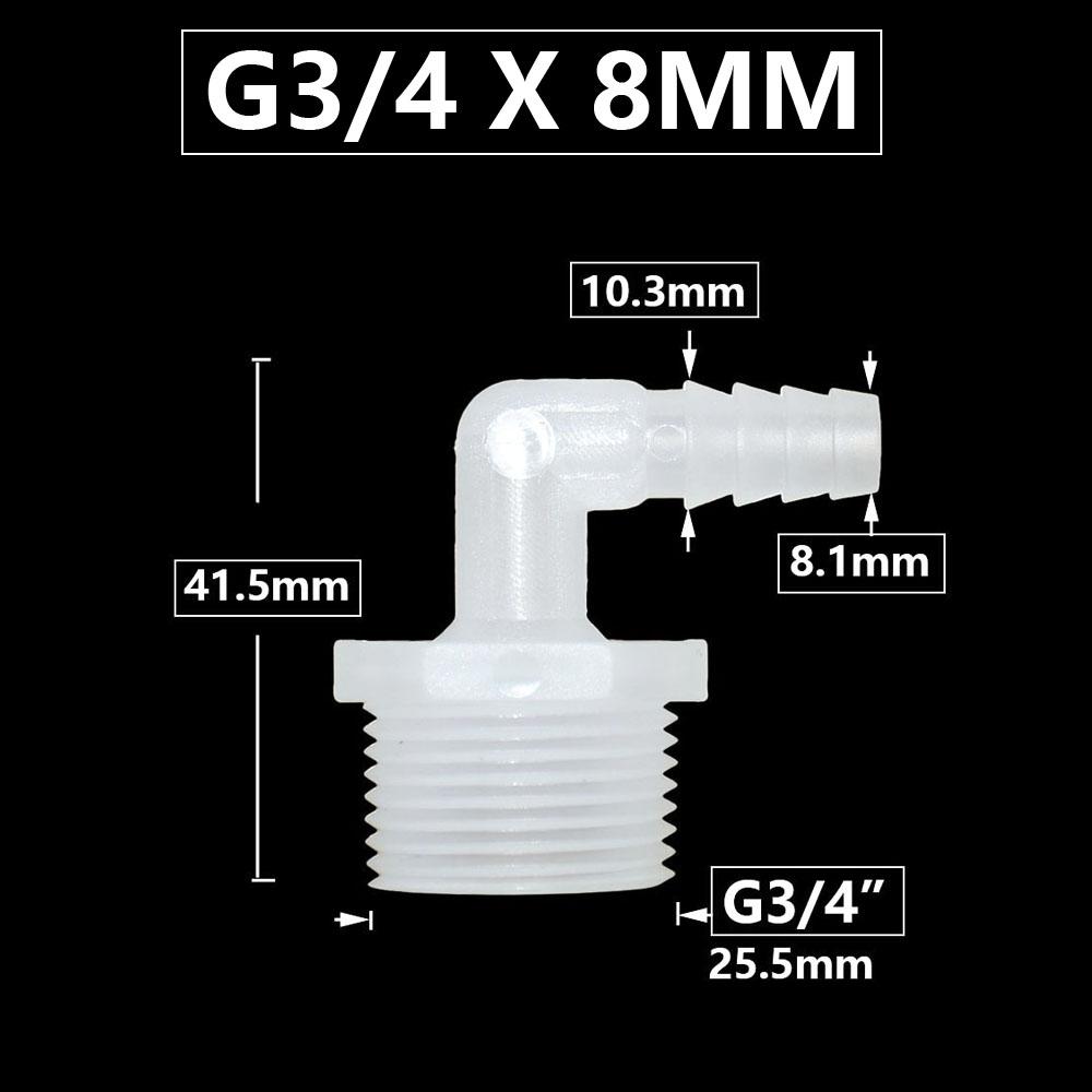 

8/10/11/12/13/14/16/18/20mm Hose Elbow Barb Connector 3/4 Male Thread Plastic Pipe Coupler Fittings Drip Irrigation Adapter