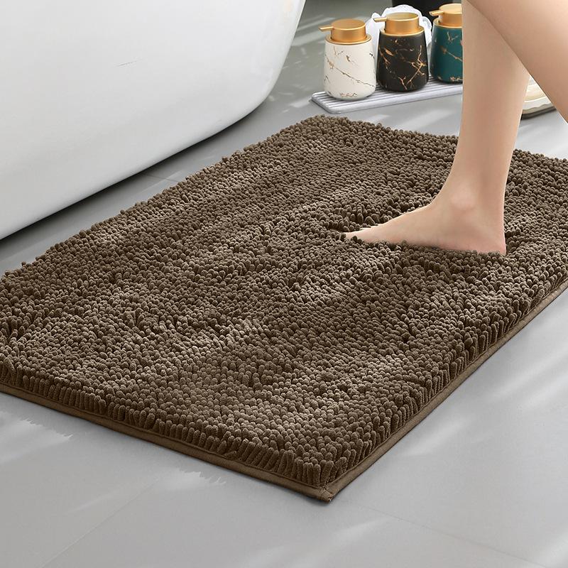Chenier Thickened Solid Color Bathroom Floor Mat, Bathroom Non-Slip Foot Mat, Household Bathroom Door Absorbent Dirt-Resistant Carpet