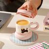 New Mug Cute Household Children's Drinking Cup with Lid Cartoon Underglaze Ceramic Milk Cup Breakfast Cup