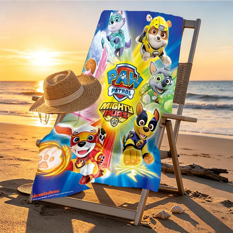 PAW Patrol Print Beach Towel Design, Soft, Lightweight. for Home Bathroom, Spa, Pool, Yoga, Surfing, Camping, Gift for Family, Friend
