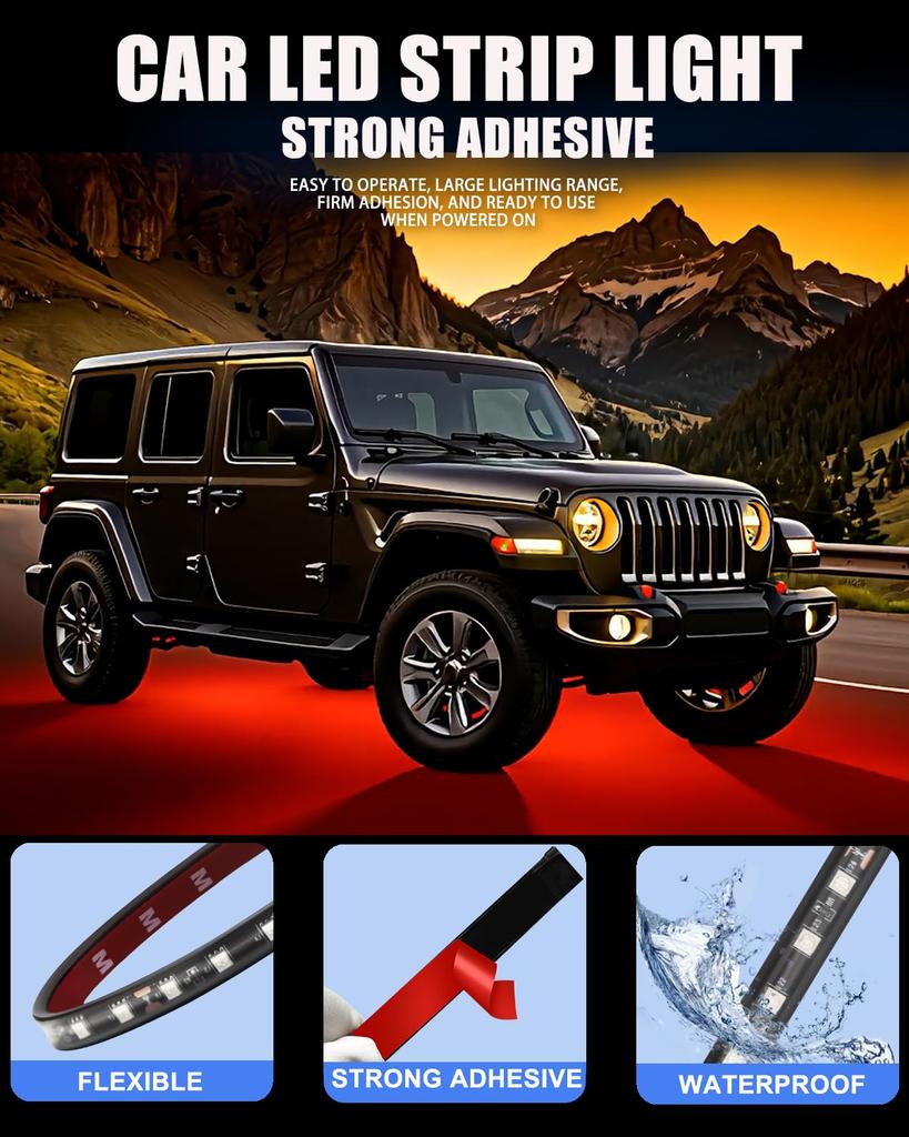 LED Tape Light, For Cars, 12.6 Inches (32 Cm), Foot Lights, Motorcycle Tail Lamp,