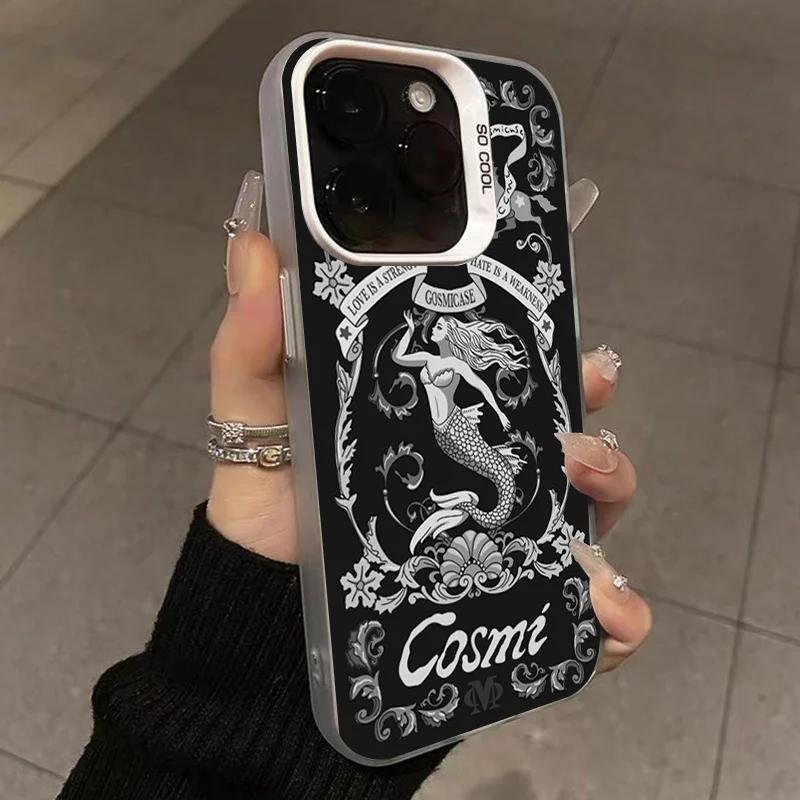 Retro European Cupid Mermaid Phone Case For  14 Cases Mi 13 12 11 Lite 13T 12T Poco M6 X6 X5 F5 Pro Laser Shockproof Cover
