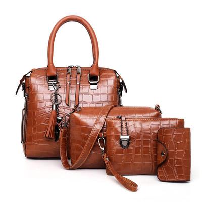 4pcs/set Women Luxury Crocodile Crossbody Bags Female PU Leather Shoulder Handbags Brand Tassel Design Composite Messenger Bags