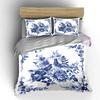 Blue Floral Birds Pattern Bedding Duvet Cover Set Duvet Cover Pillowcases  (1*Duvet Cover 2*Pillowcases, Without Duvet Insert)