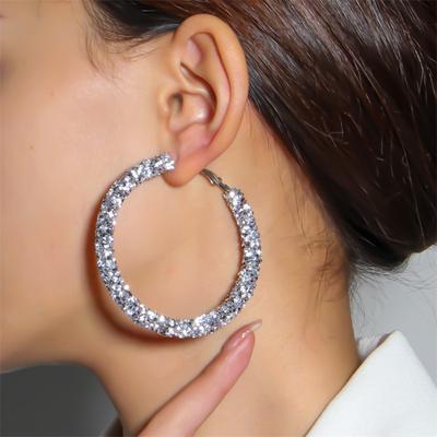 Damenmode Imitation Diamant Ohrringe Einfache Strass Creolen