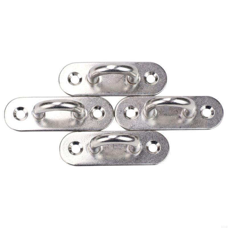 2025 New 6Pcs 5mm Boat Yacht Fixing Buckle Stainless Steel Eye Plate Oblong Oblong Pad Eye Plates Ceiling Wall Mount U Hook