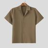 INCERUN S-5XL Men Lapel Short Sleeve Texture Buttons Casual Loose Shirts