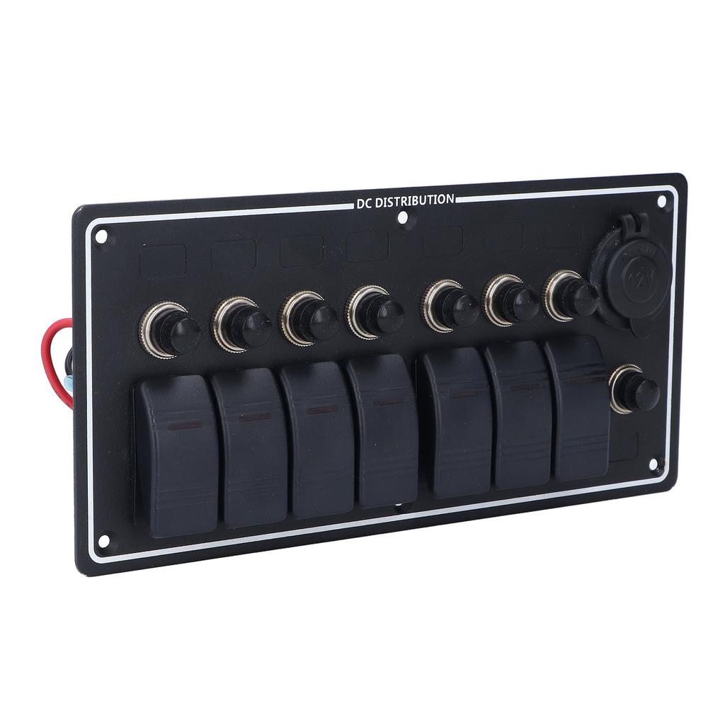 7 Gang Rocker Panel, 12V 7 Appliance Control with Overload Protector, Suitable for Boats, Yachts, RVs, Aluminum Alloy ABS Material, IP65