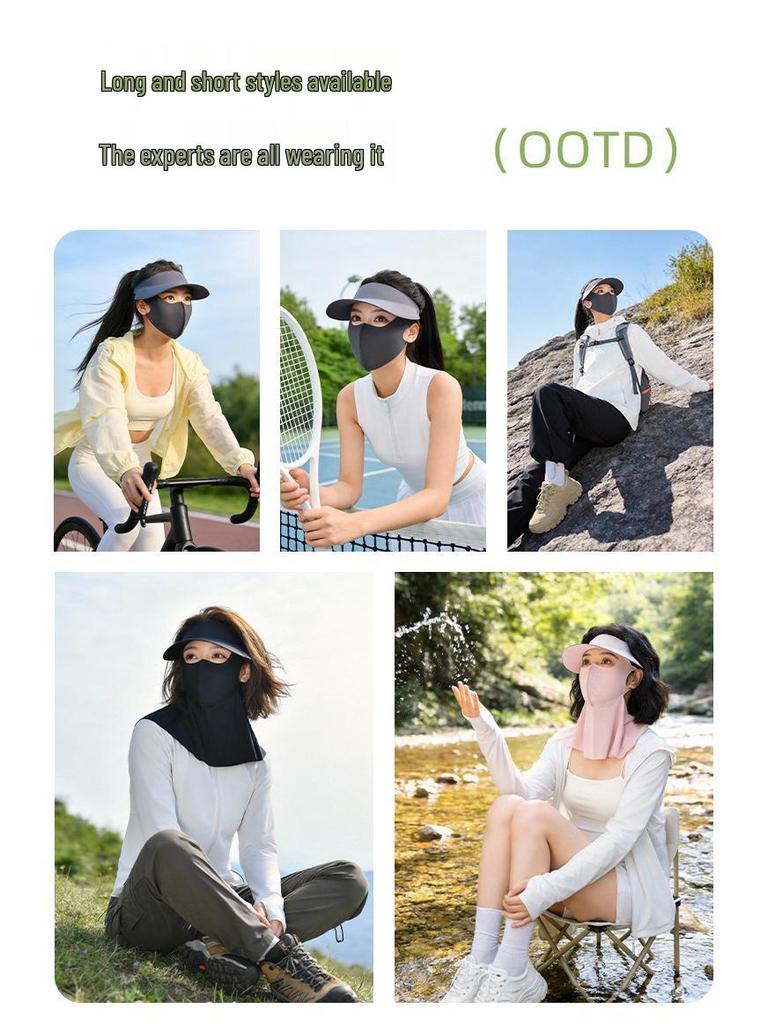 Women's Detachable Brim Sun Protection Face Mask, Ice Silk UV Shield, Full Face and Neck Coverage, Breathable Summer Facekini.
