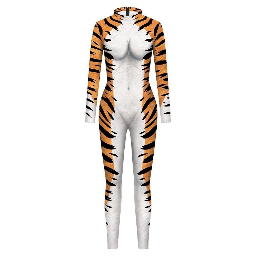 Dress Up Funny Adult Bodysuits Leopard Animal Cosplay Costume Cute Halloween Party Jumpsuit  Club