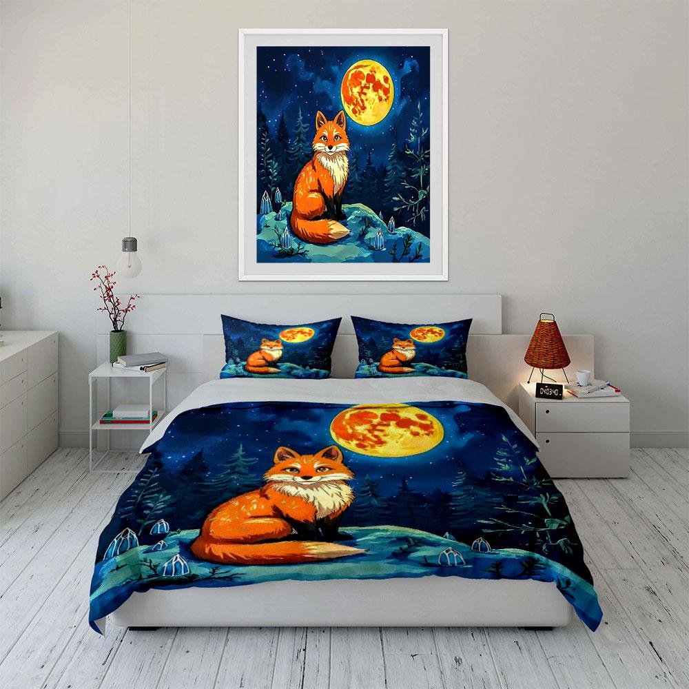 "Fox's moonlit haven" Bedding sets Duvet covers Pillowcases(1* Duvet Cover 2* Pillowcases without duvet insert)