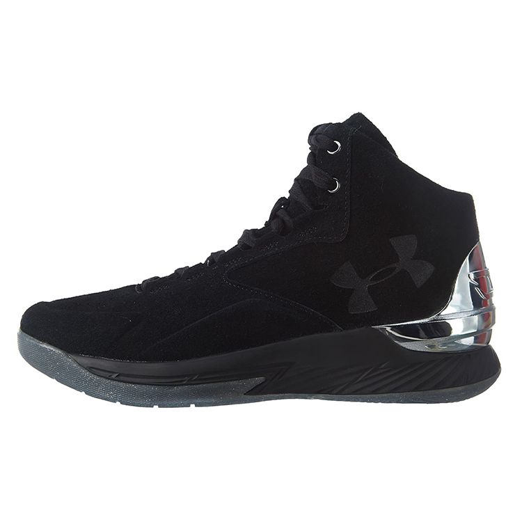 Under Armour Curry 1 Lux Mid Suede Black Men Sneakers Blk Msv 1296617-001