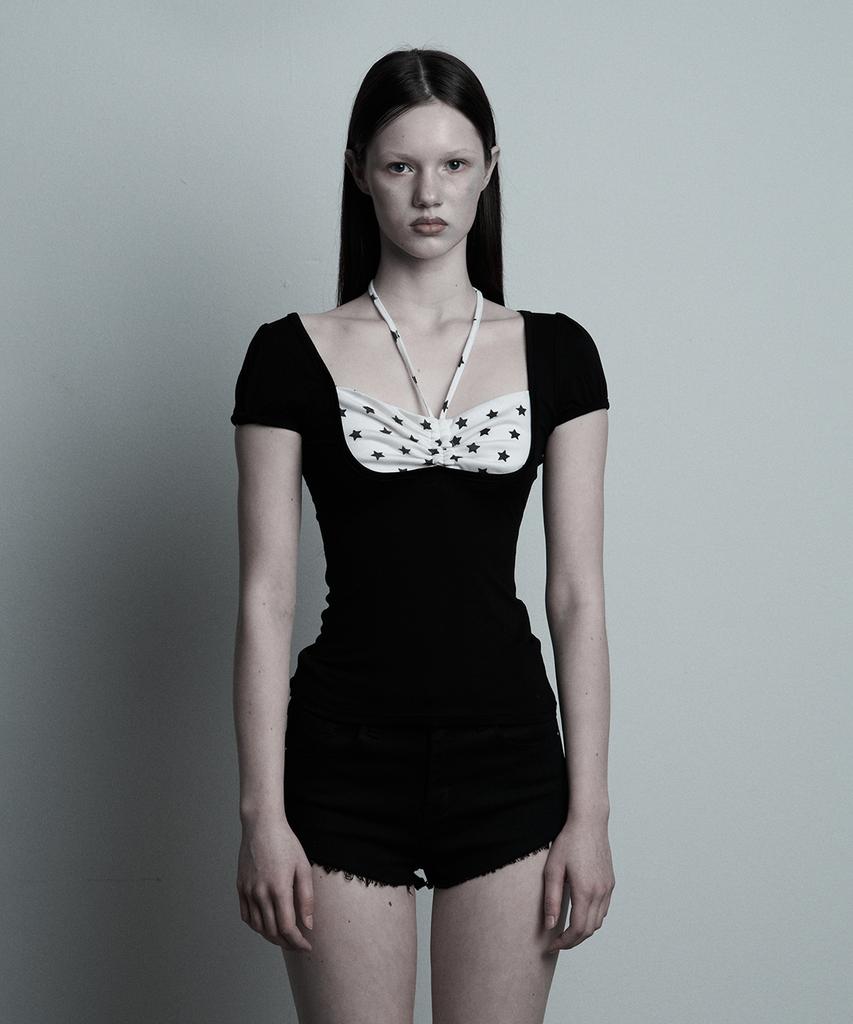 ILLIO Black Star Giselle Gathered Top