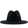 New Women Men Wool Fedora Hat With Leather Ribbon Gentleman Elegant Lady Winter Autumn Wide Brim Jazz Church Panama Sombrero Cap