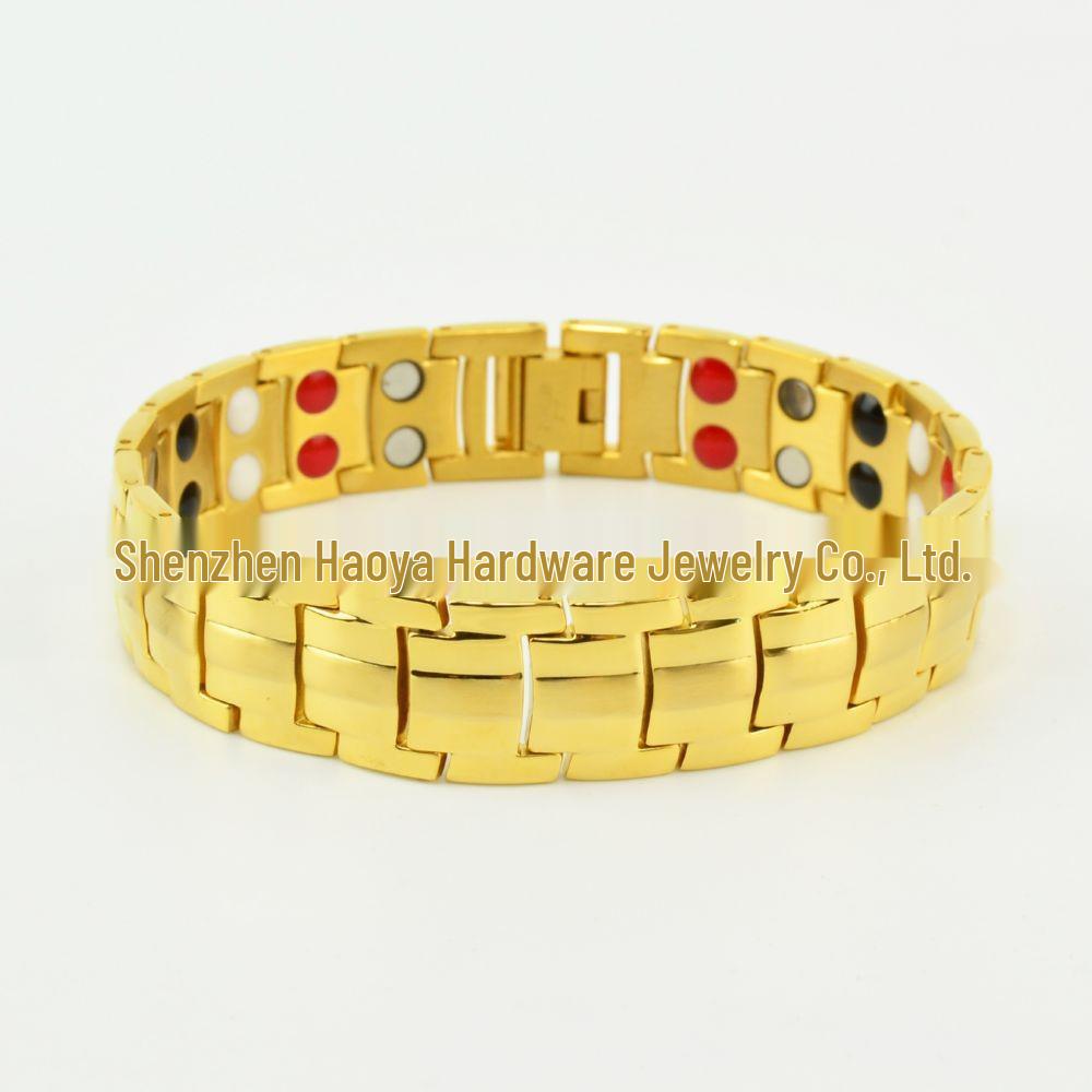 Bracelet de santé en pierre magnétique: Anti-Radiation & Anti-Fatigue, Design Coquille de Tortue Électroplaqué Sous Vide