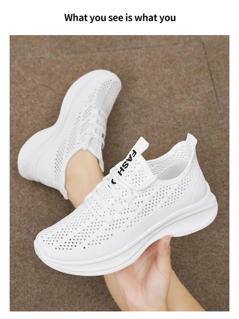 Women's 2025 Spring Flyknit Casual Breathable Fashion Trend Korean Style Sports Shoes